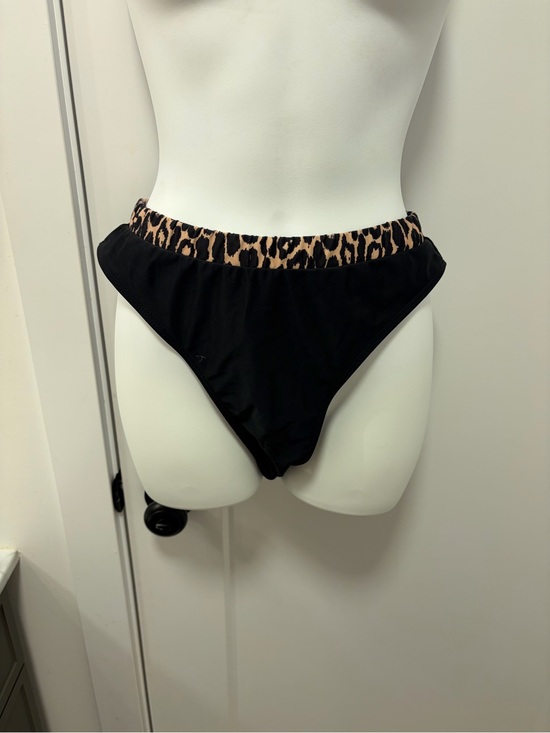 SHEIN Other - SHEIN Black Bikini Bottoms with Leopard Waistband